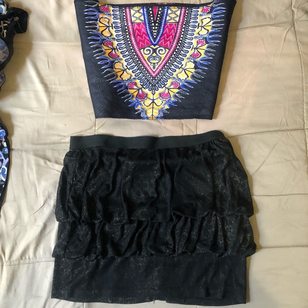 Doki Geki Fashion Mini Skirt Black and Gold Skirt